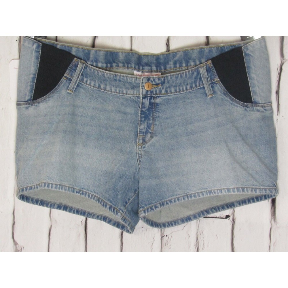 Isabel Maternity Women Jeans Shorts Size 14/32 Blue MIDI Sandblasted Denim